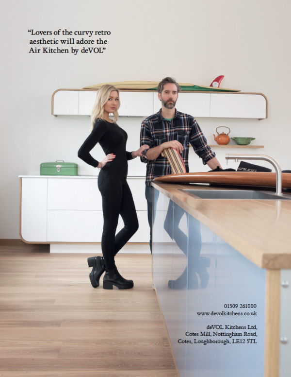 deVOL-Cotes Mill-blog-Air-kitchen-showroom-brochure-retro-vintage-style-simple-curved-surfboard-staff-photography-Elle Deco-magazine-advertisement