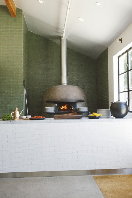 deVOL-kitchens-blog-Remodelista-green-white-metro-tiles-farmshop-beautiful-interior-pizza-oven-food