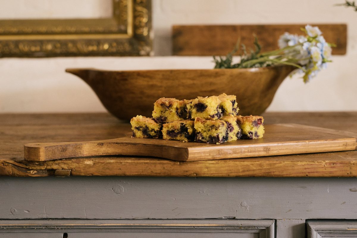 Coconut almond and blueberry cake