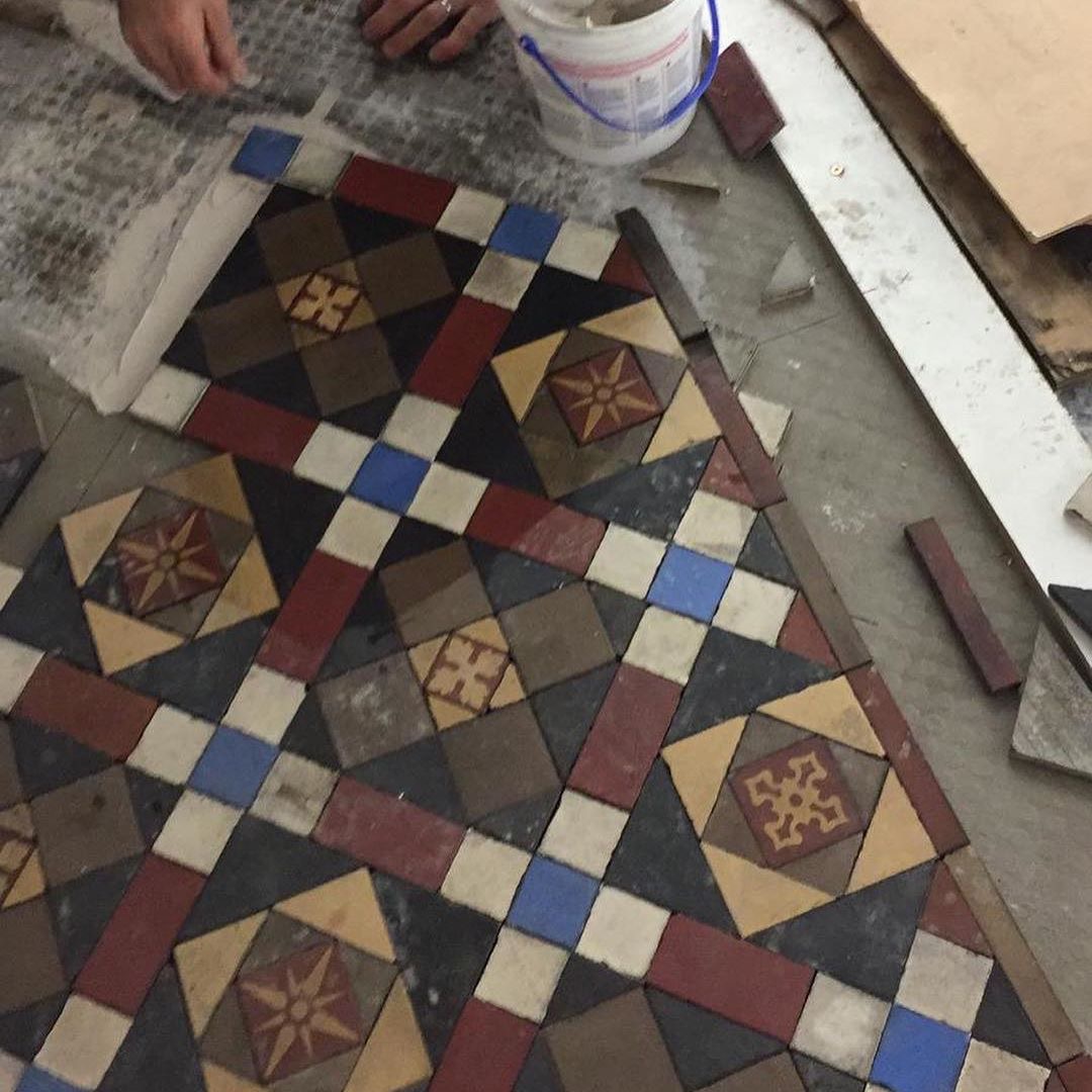 Minton Tiles in the entrance of deVOL's New York showroom