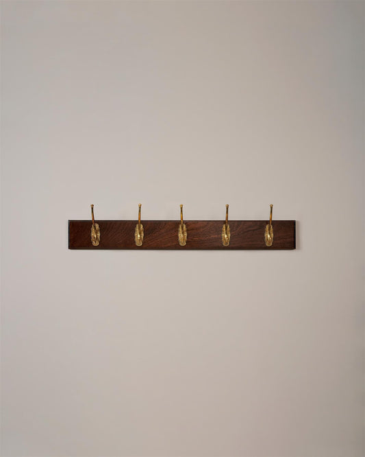 The Petite Parisian Café Hook Rack - 5 Hooks, Mahogany Finish