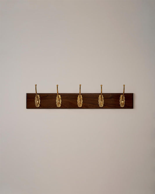 The Grand Parisian Café Hook Rack - 5 Hooks, Mahogany Finish