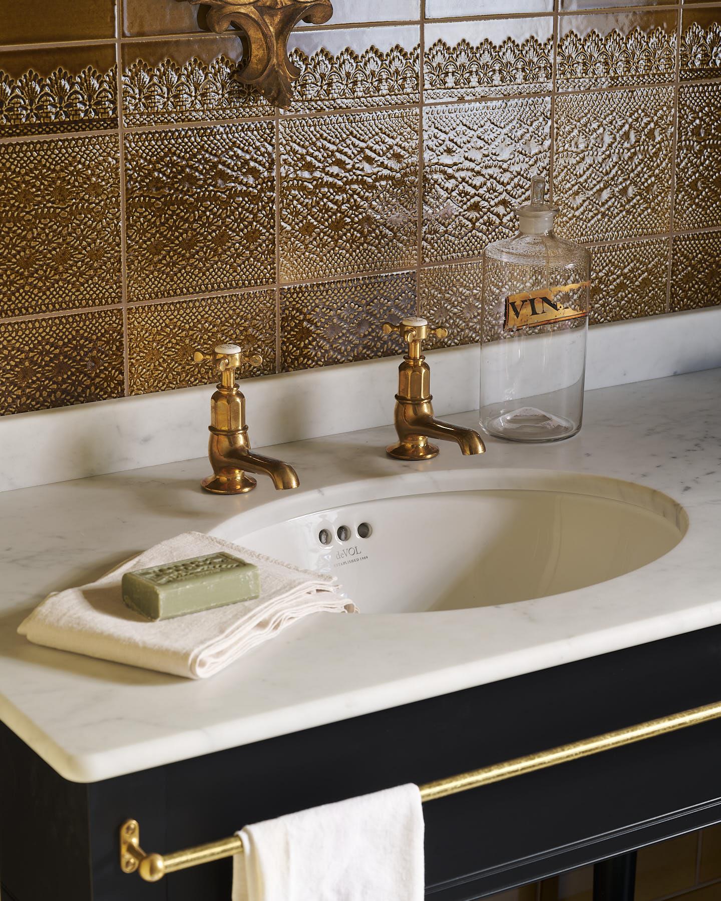 deVOL Aged Brass Basin Pillar Taps