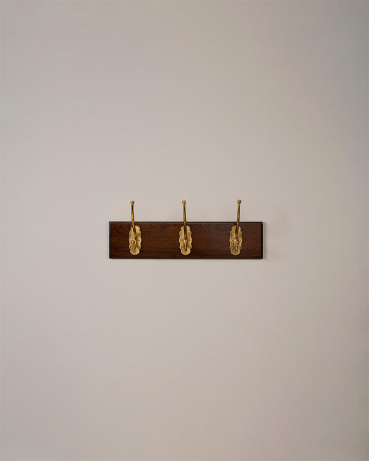 The Grand Parisian Café Hook Rack - 3 Hooks, Mahogany Finish