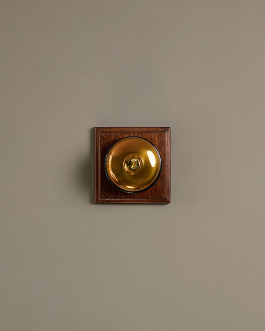 The Dolly Toggle Switch (1 Gang & Mahogany Finish Pattress) - Heirloom Brass with Black Base.