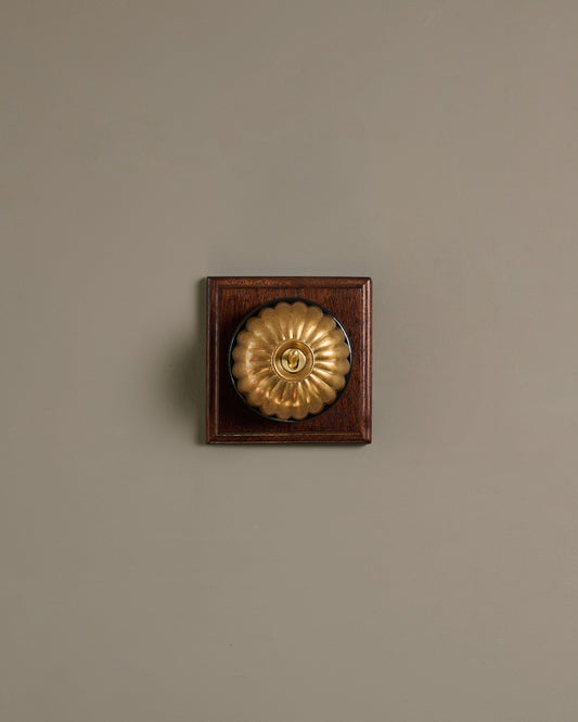 The Jelly Toggle Switch (1 Gang & Mahogany Finish Pattress) - Aged Brass with Black Base.