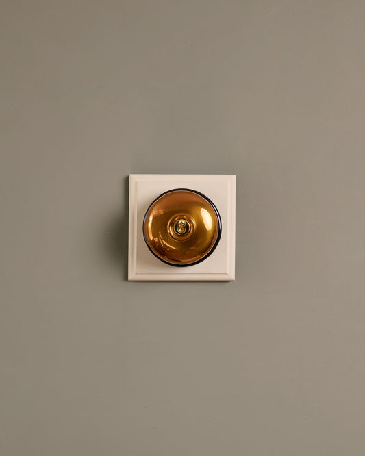 The Dolly Toggle Switch (1 Gang & Primed Maple Pattress) - Heirloom Brass with Black Base.