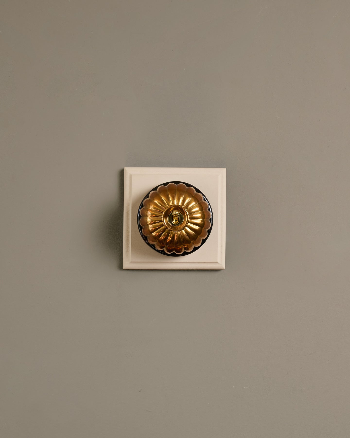 The Jelly Toggle Switch (1 Gang & Primed Maple Pattress) - Heirloom Brass with Black Base.