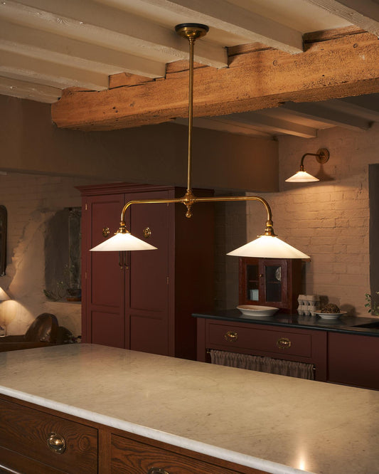 The Heirloom Gaselier Light with Milk Glass Shades - Short