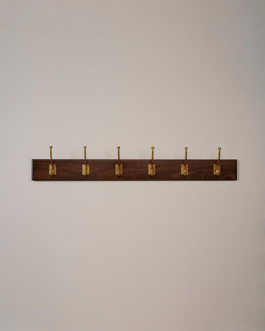 The Edwardian Coat Hook Rack - 6 Hooks, Mahogany Finish