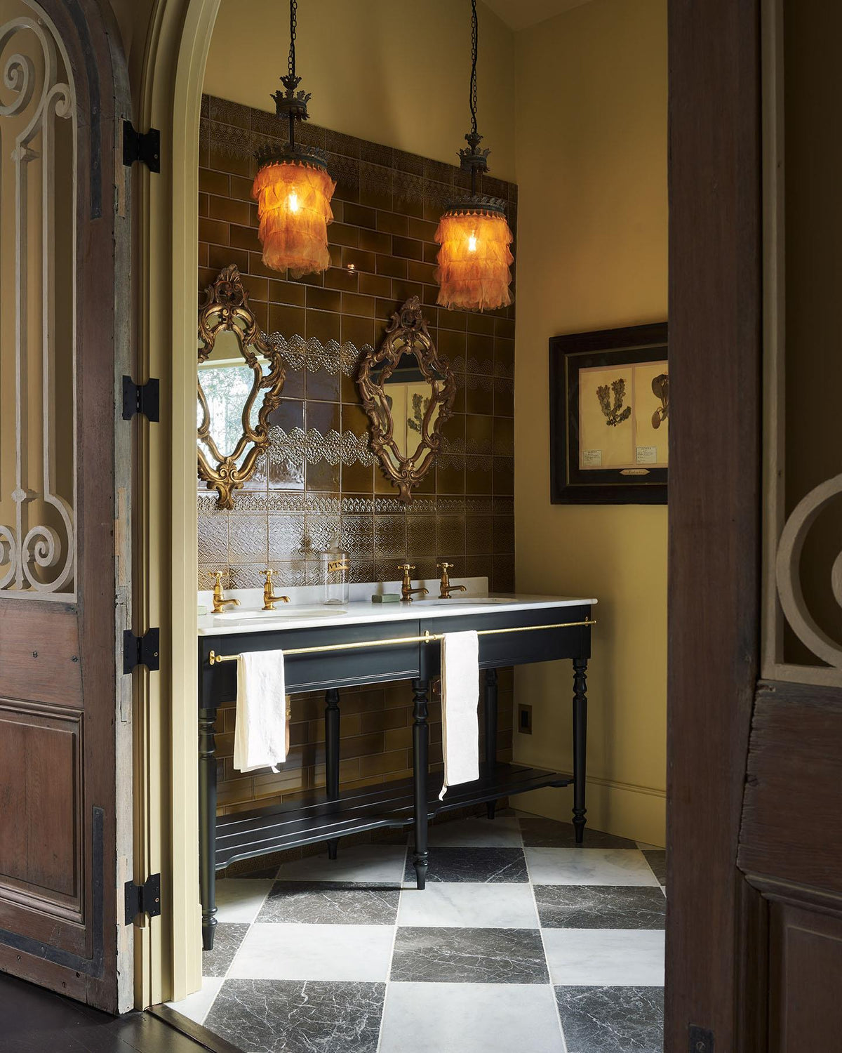 The Victorian Washstand with Pillar Taps - Twin, Printer's Black, Carrara Marble Worktop TEST
