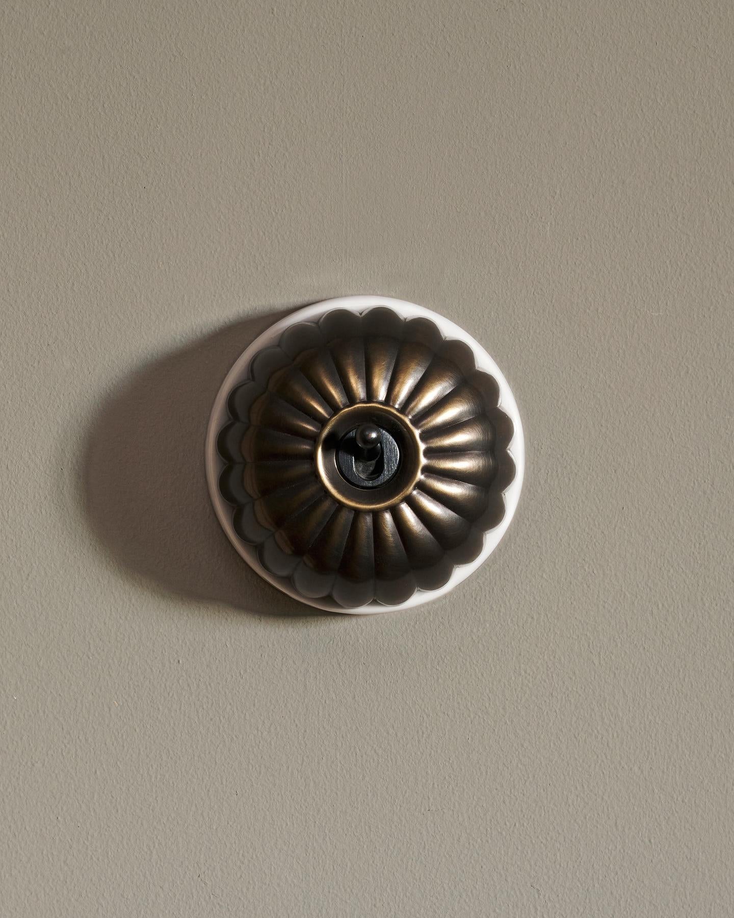 The Jelly Toggle Switch - Oxidised Brass, White Base, Intermediate