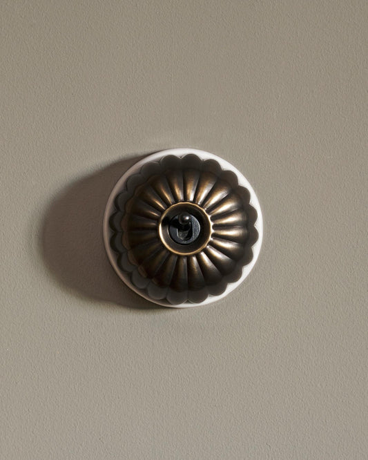 The Jelly Toggle Switch - Oxidised Brass, White Base, Intermediate