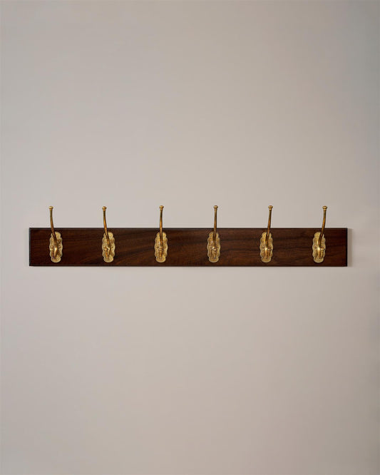 The Grand Parisian Café Hook Rack - 6 Hooks, Mahogany Finish