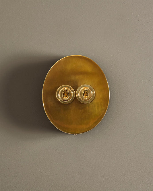 Heirloom Brass Oval Toggle Switch - 2 Gang