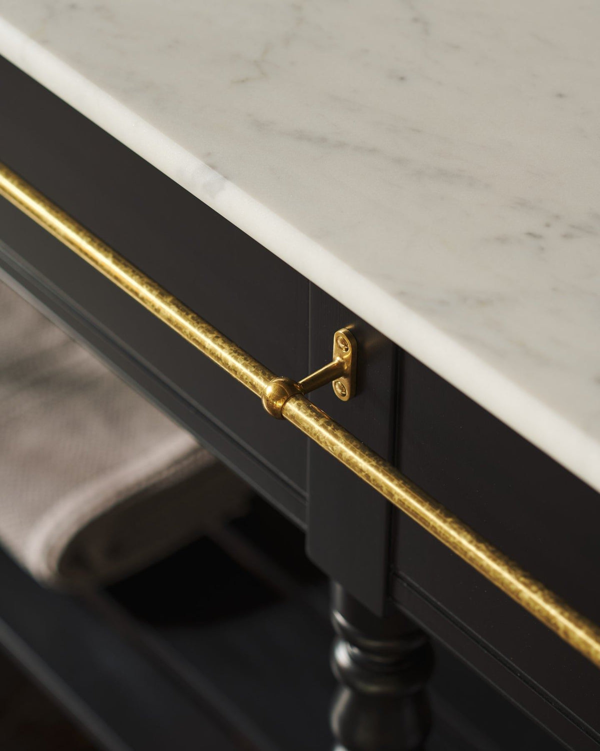 The Victorian Washstand with Pillar Taps - Twin, Printer's Black, Carrara Marble Worktop TEST