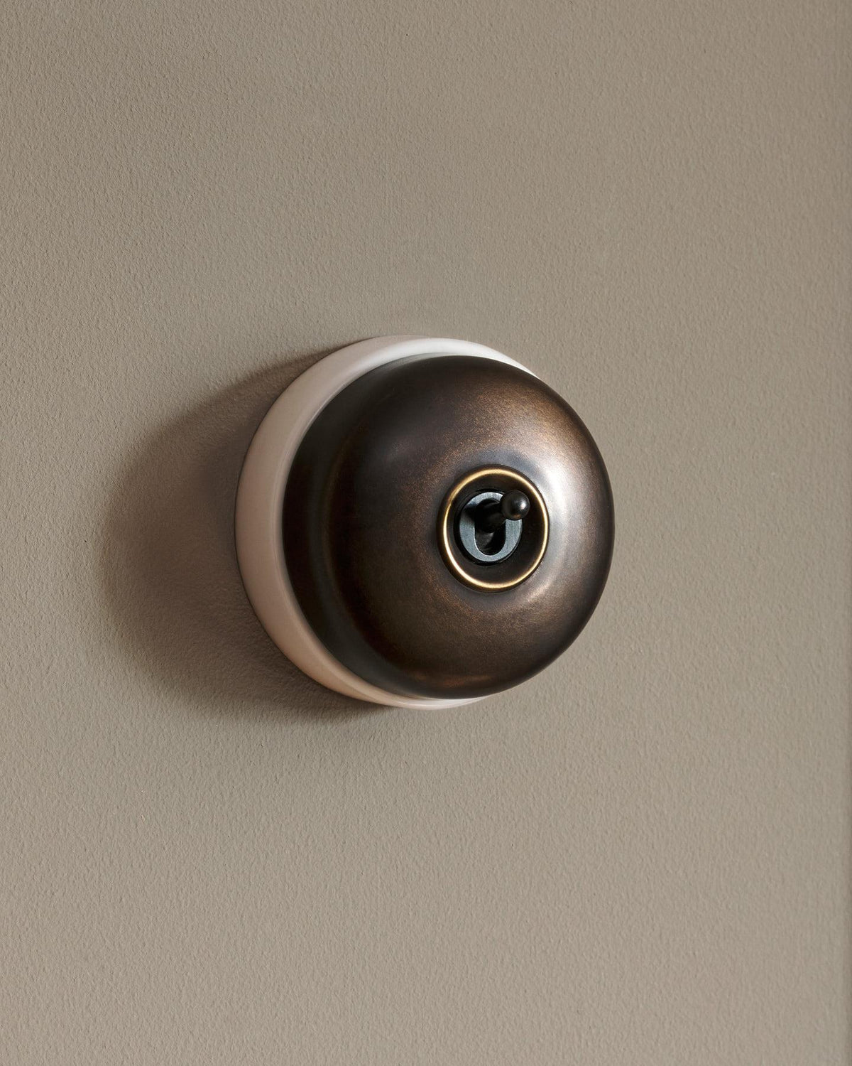 The Dolly Toggle Switch - Oxidised Brass, White Base, Intermediate TEST