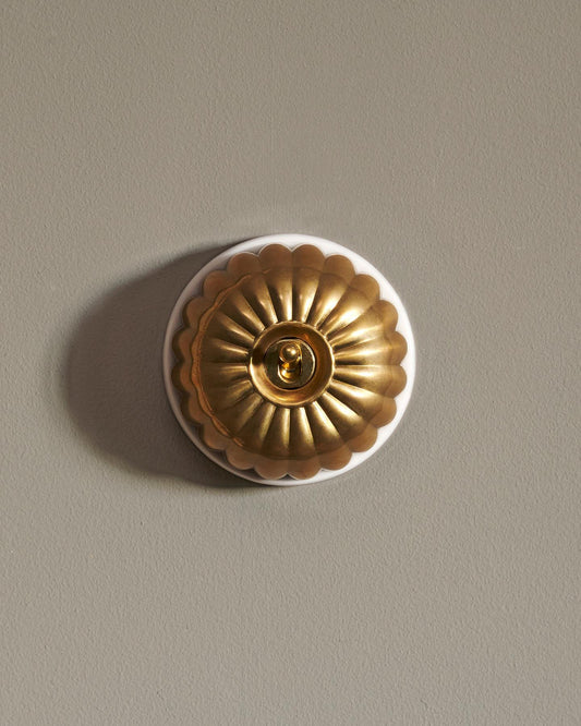 The Jelly Toggle Switch - Heirloom Brass, White Base, Single Way Retract