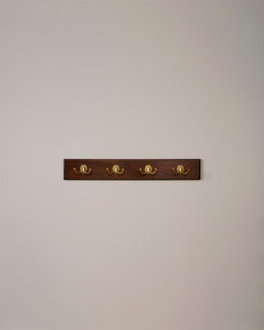 The Twin Parisian Café Hook Rack - 4 Hooks, Mahogany Finish