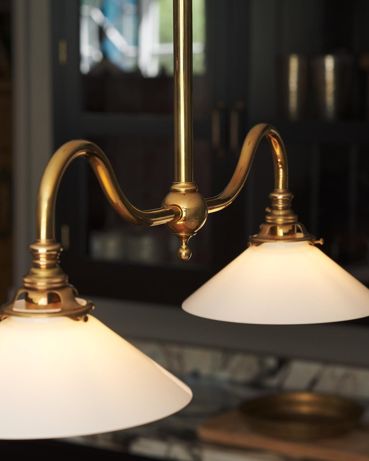 The Petite Heirloom Gaselier Light with Milk Glass Shades - Medium TEST