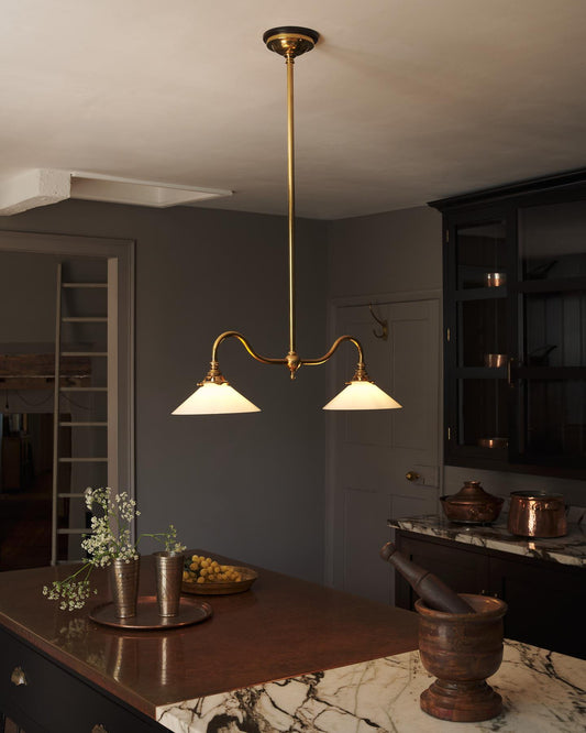 The Petite Heirloom Gaselier Light with Milk Glass Shades - Medium