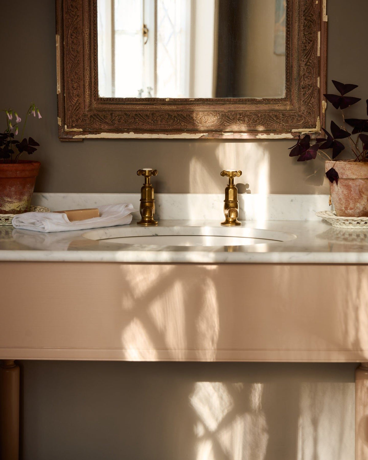 deVOL Aged Brass Basin Pillar Taps TEST