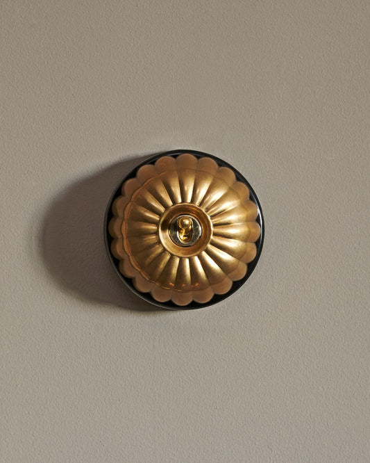 The Jelly Toggle Switch - Heirloom Brass, Black Base, Single Way Retract