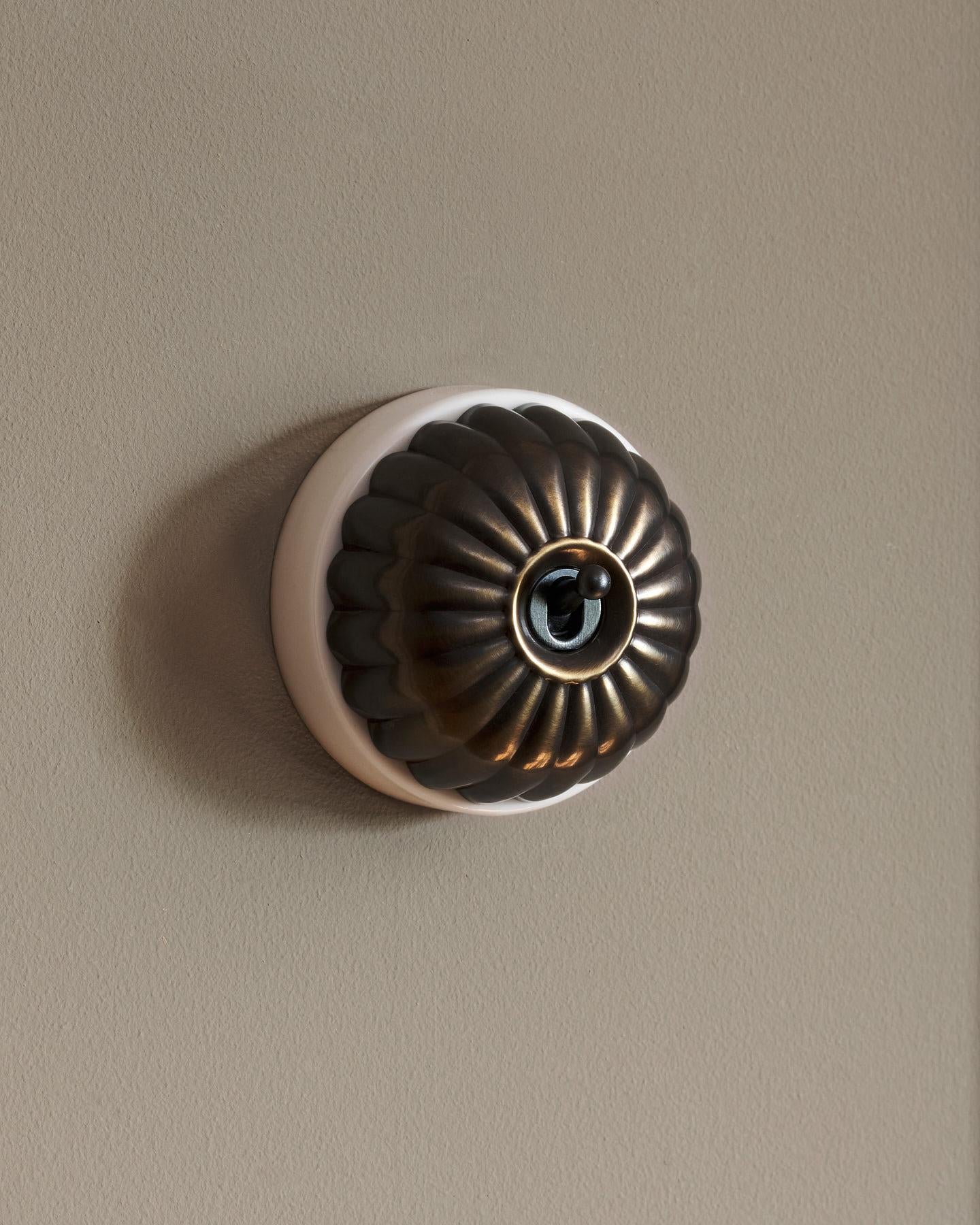 The Jelly Toggle Switch - Oxidised Brass, White Base, 2 Way
