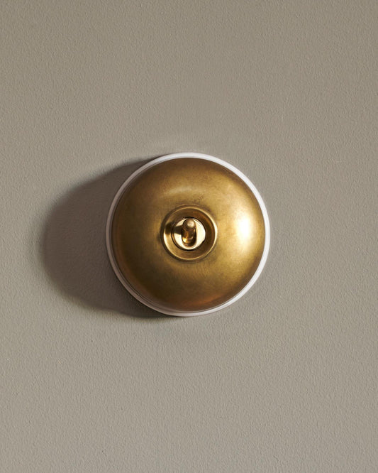The Dolly Toggle Switch - Aged Brass, White Base, Intermediate