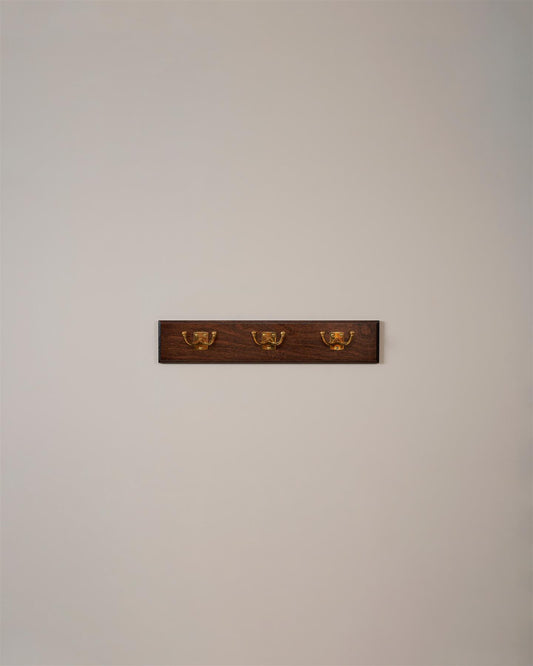 The Twin Edwardian Hook Rack - 3 Hooks, Mahogany Finish