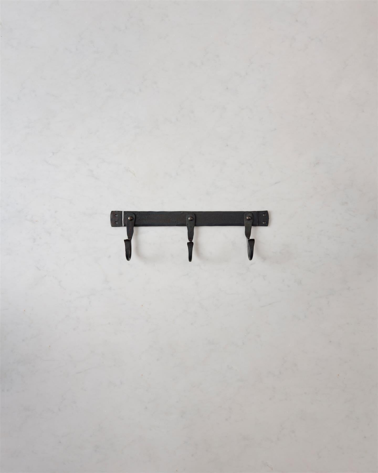 13" Iron Hook Rack (3 Hooks)