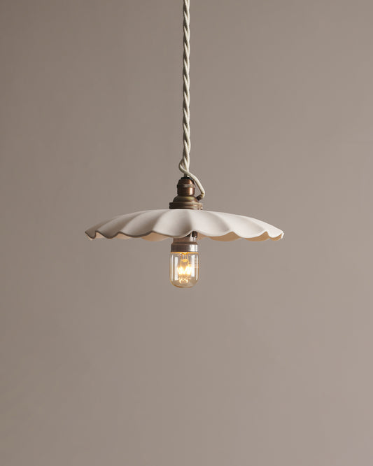 Large Wide Pleat Porcelain Light