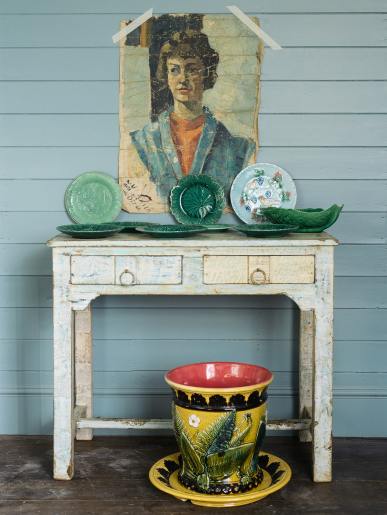 Small Painted Indian Table Two Drawers