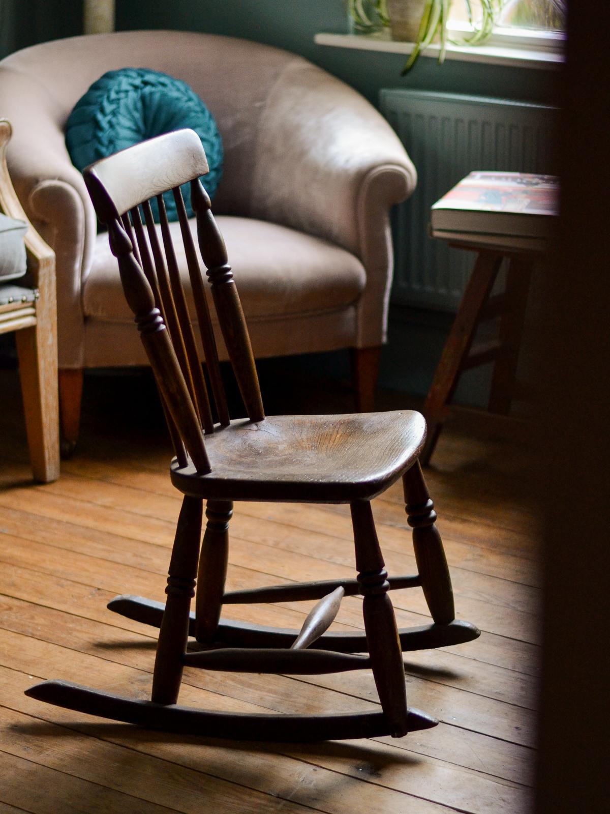 small wooden rocking chair  devol kitchens