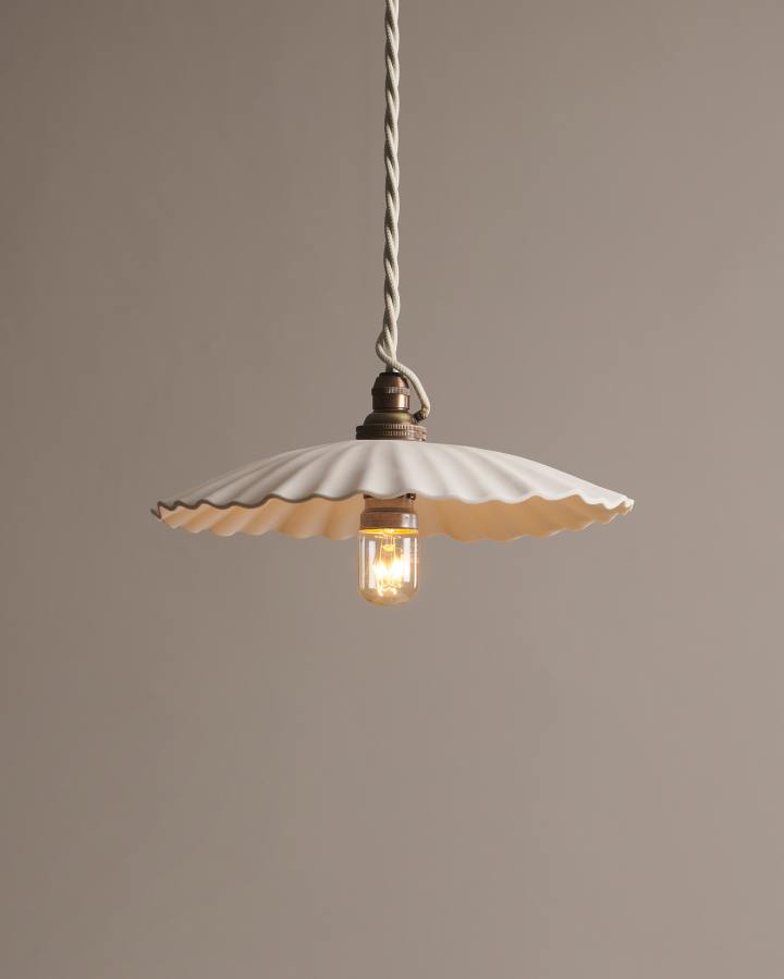 Large Narrow Pleat Porcelain Light