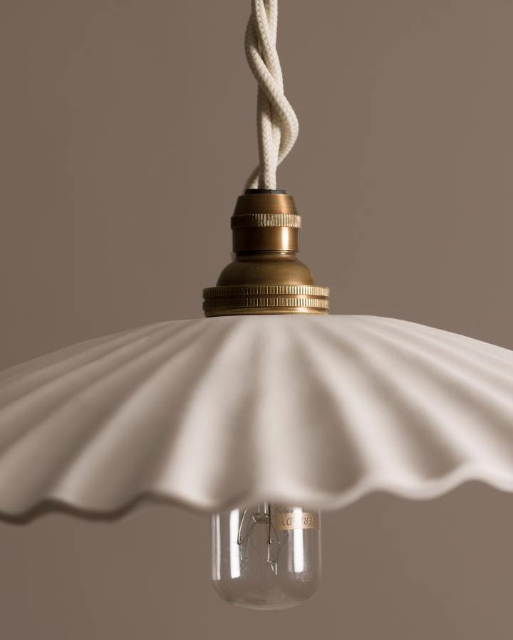 Large Narrow Pleat Porcelain Light