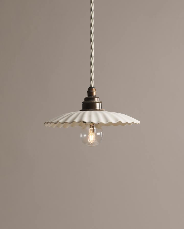 Small Narrow Pleat Porcelain Light