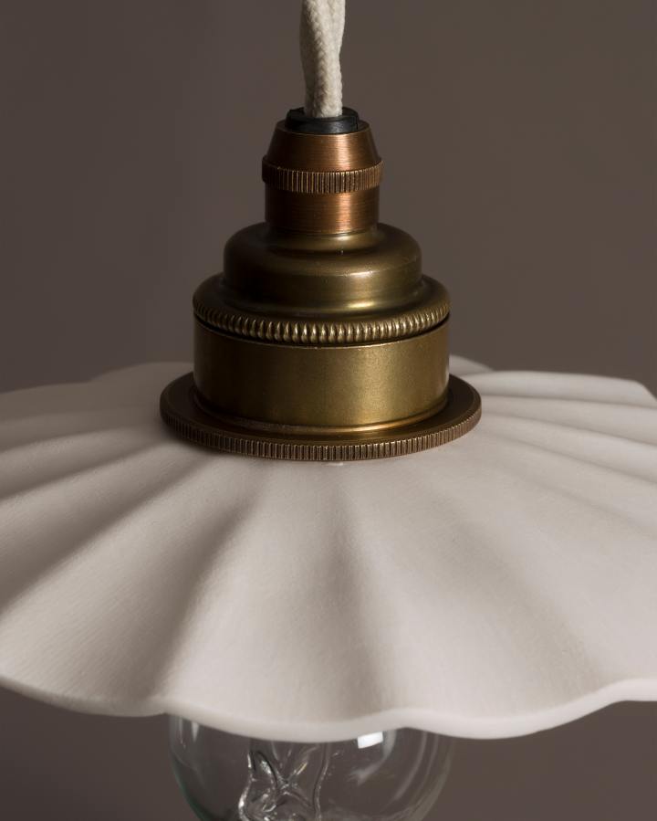 Small Wide Pleat Porcelain Light