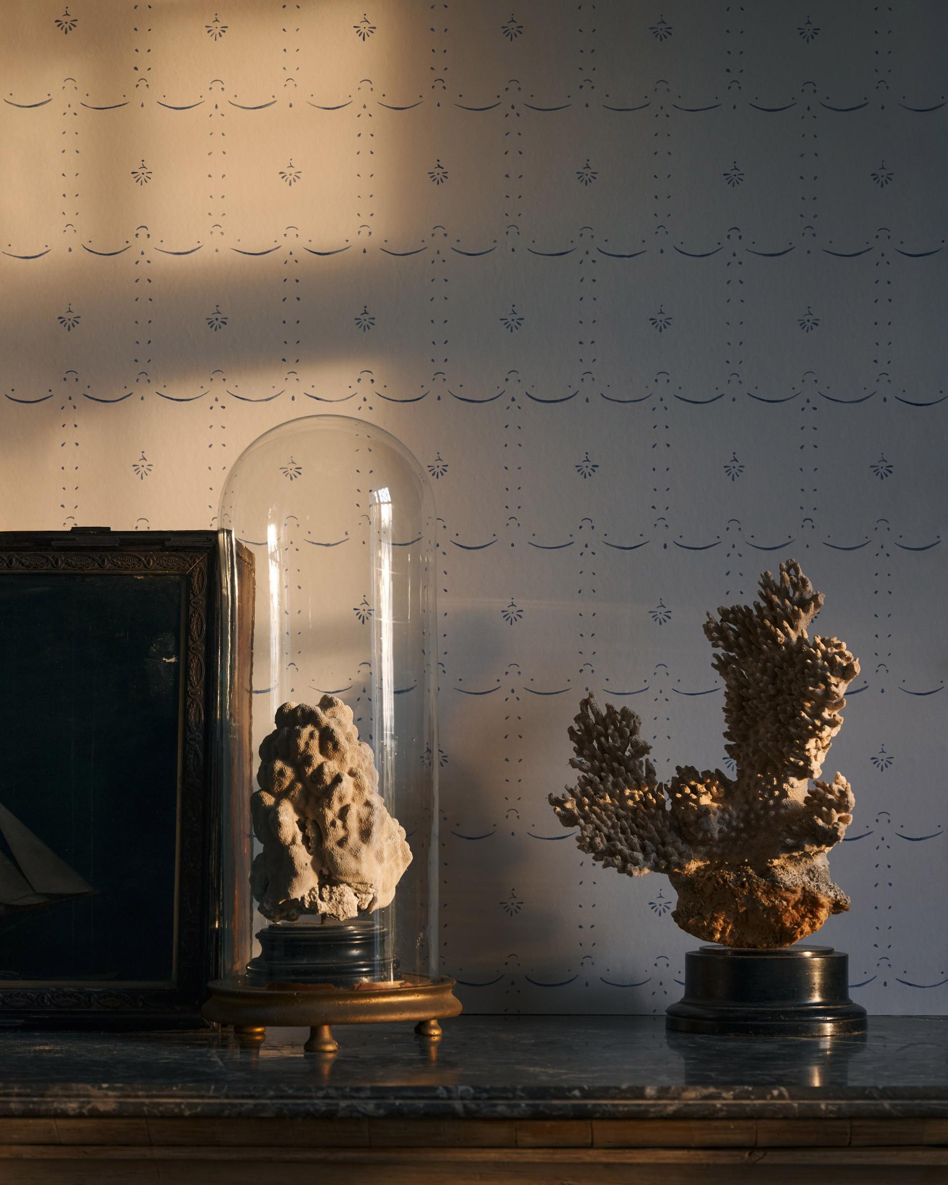 Petite Ditsy Delft Wallpaper in Blue