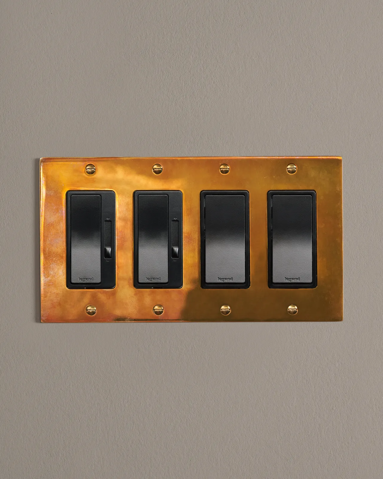 a front on shot of a mixed module on an heirloom brass plate.