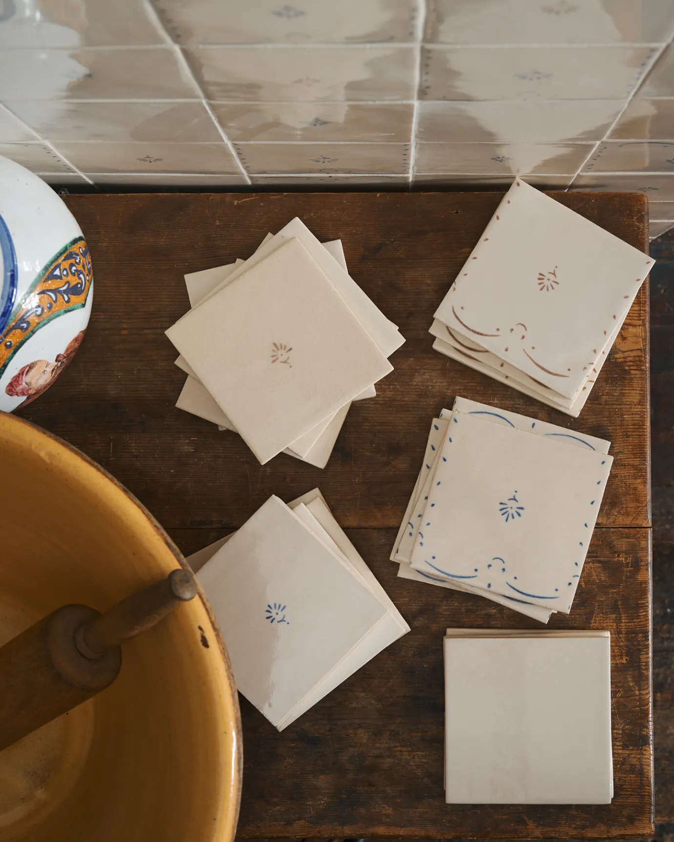 A flat-lay view of our Ditsy Delft Tiles, showing the five different options.